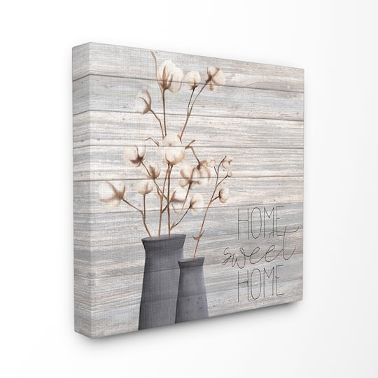 Stupell Industries Home Sweet Home Cotton Flowers in Vase Wall Art